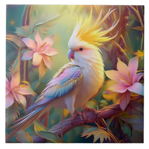 Carreau Aile Iridescente Cockatiel Imaginaire Oiseau