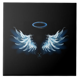 Carreau Ailes d'angle brillant bleu sur arrière - plan noi