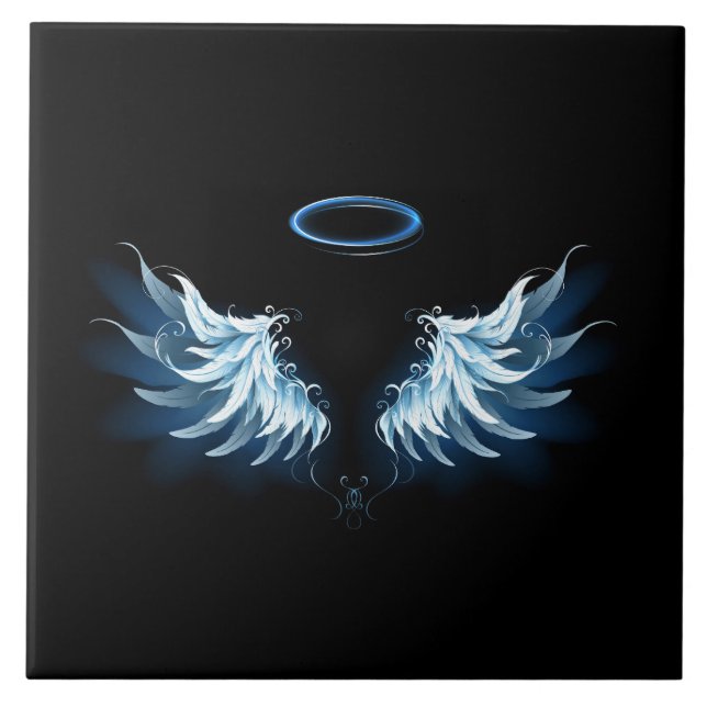 Carreau Ailes d'angle brillant bleu sur arrière - plan noi (Devant)