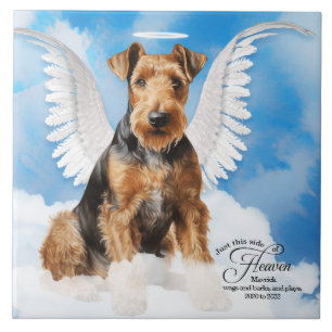Carreau Airedale Terrier Angel Personnalisé Pet Memorial