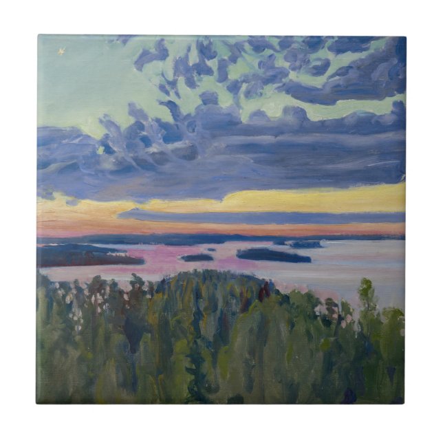Carreau Akseli Gallen-Kallela - Vue sur un lac au coucher  (Devant)