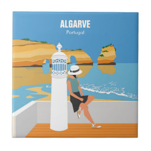 Carreau Algarve plage fille voyage vintage style