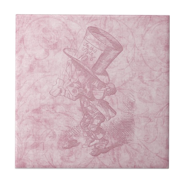 Carreau Alice au pays des merveilles Art rose floral fait  (Devant)