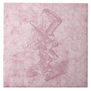 Carreau Alice au pays des merveilles Art rose floral fait