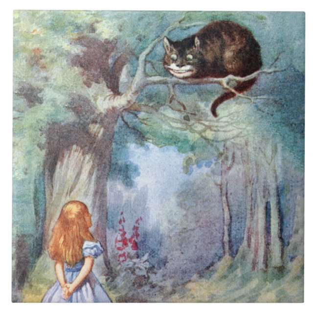 Carreau Alice dans le trépied de tuile d'art de chat de (Devant)