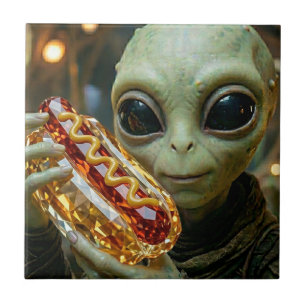 Carreau Alien Extraterrestre avec Hotdog Cristallin