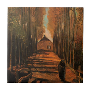 Carreau Allée de peupliers en automne par Vincent van Gogh