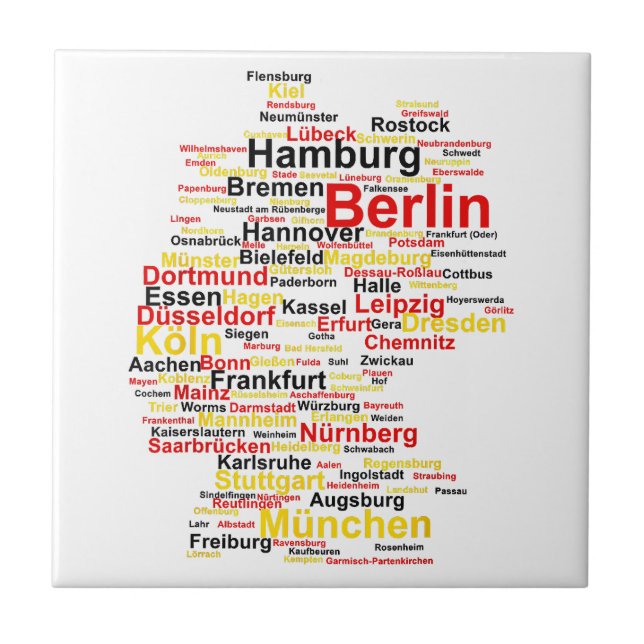 Carreau Allemagne Carte Silhouette Villes Drapeau Berlin T (Devant)