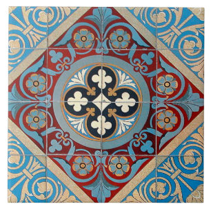 Carreau Allemand Géométrique Art Nouveau Jugendstil rouge 