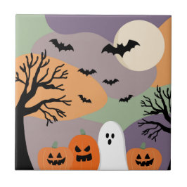 Carreau Almofada noite de halloween abóboras e fantasmas