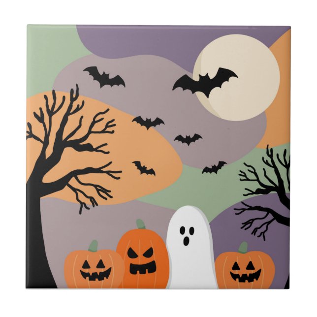 Carreau Almofada noite de halloween abóboras e fantasmas (Devant)