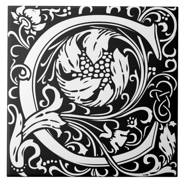 Carreau Alphabet floral Monogramme Lettre C Carrelage (Devant)