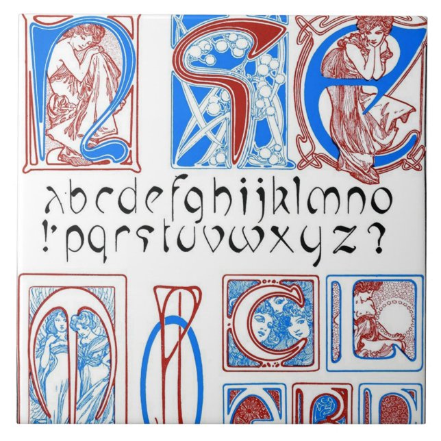 Carreau Alphabets Art Nouveau, Mucha (Devant)