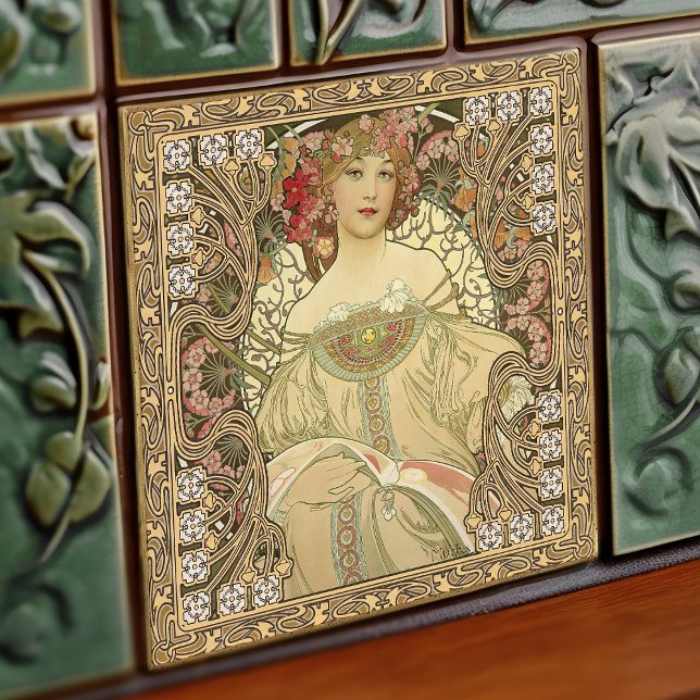 Carreau Alphonse Mucha Art Nouveau Vintage (Créateur téléchargé)