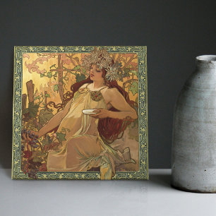 Carreau Alphonse Mucha Automne Saison Art Nouveau Vintage