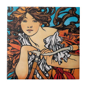 Carreau Alphonse Mucha - Cycles Perfecta Retro Art Nouveau