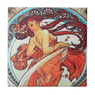 Carreau Alphonse Mucha Danse Vintage Art Nouveau peinture