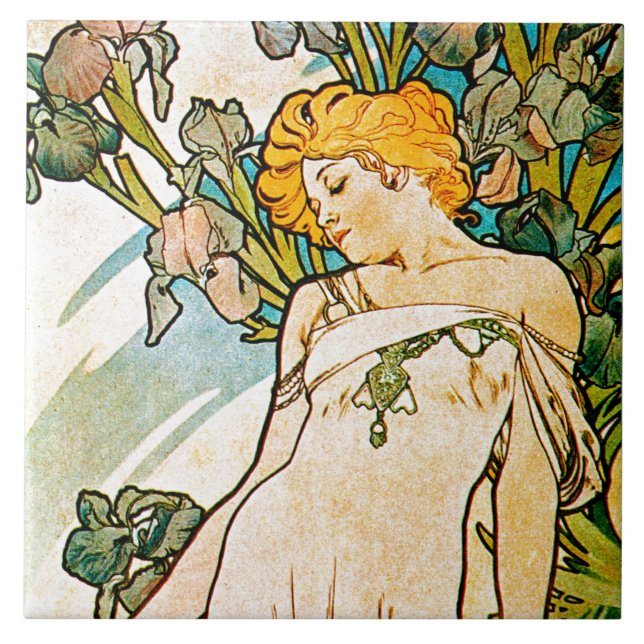 Carreau Alphonse Mucha - Iris WB (Devant)