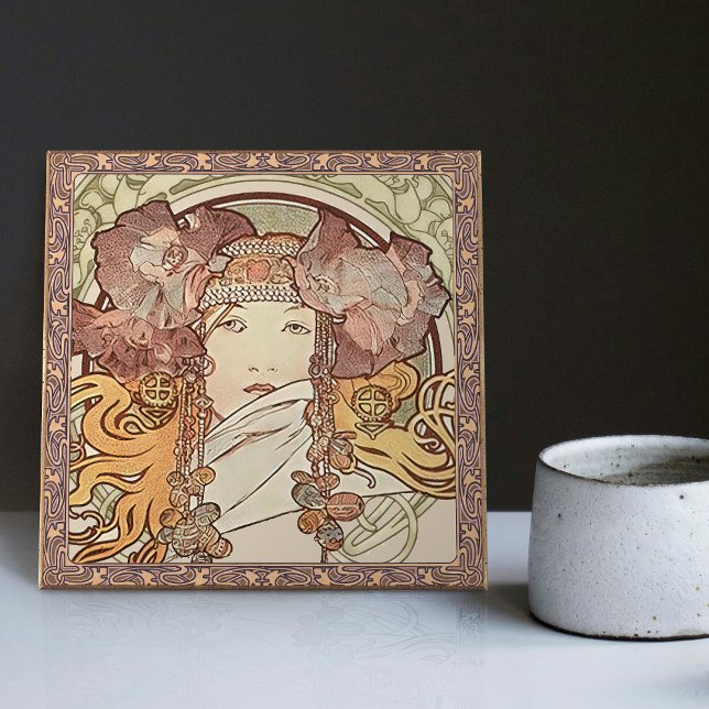 Carreau Alphonse Mucha Sarah Bernhardt Art Nouveau Vintage (Créateur téléchargé)