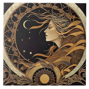 Carreau Alphonse Mucha Zodiac Décor Mur Art Nouveau Ceram