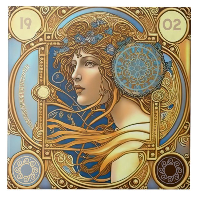 Carreau Alphonse Mucha Zodiac Décor Mur Art Nouveau Ceram (Devant)