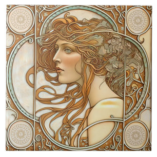Carreau Alphonse Mucha Zodiac Décor Mur Art Nouveau Ceram