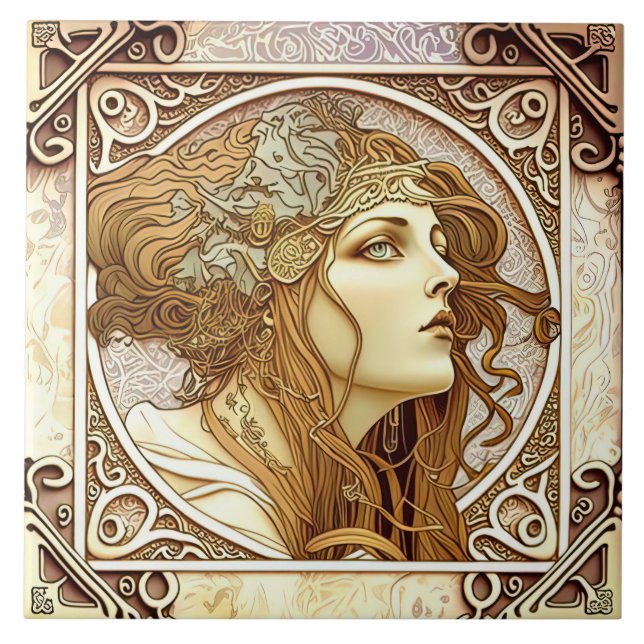 Carreau Alphonse Mucha Zodiac Décor Mur Art Nouveau Ceram (Devant)