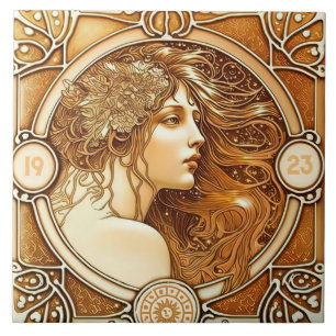 Carreau Alphonse Mucha Zodiac Décor Mur Art Nouveau Ceram