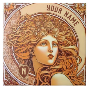 Carreau Alphonse Mucha Zodiac Décor Mur Art Nouveau Ceram