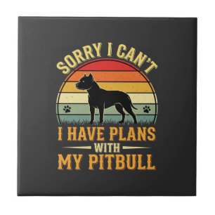Carreau Amant de Chien de Crépuscule Vintage Plans Pitbull