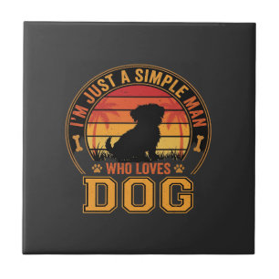 Carreau Amateur de Chien Homme Simple Rétro Coucher de Sol