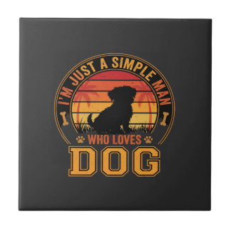 Carreau Amateur de Chien Homme Simple Rétro Coucher de Sol