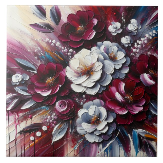 Carreau Aménagement floral marron et blanc | (Devant)