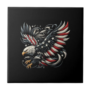Carreau Américain patriote avec aigle et drapeau américain