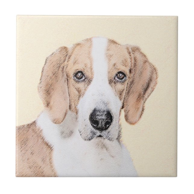 Carreau American Foxhound Painting - Joli art original chi (Devant)
