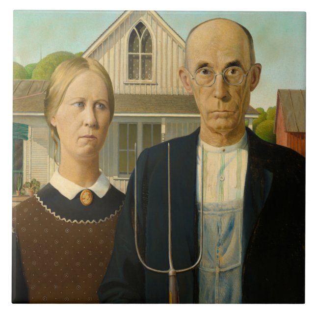 Carreau American Gothic, 1930 par Grant Wood (Devant)