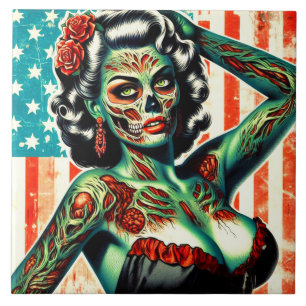 Carreau American Zombie Pin up