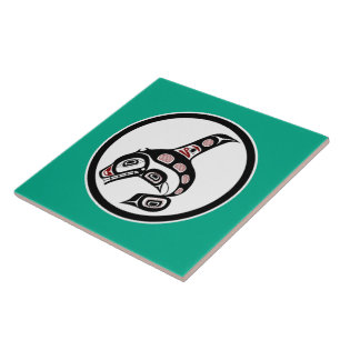 Carreau Amérindien Red Black Vector Art Killer Whale