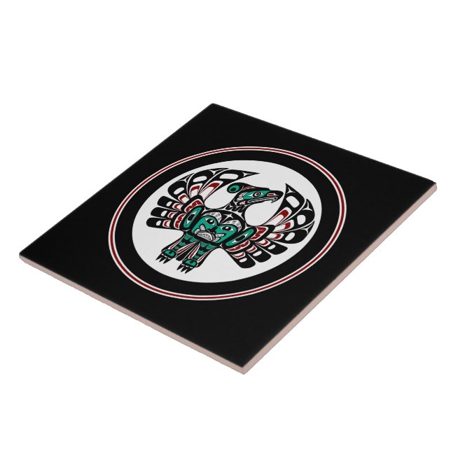 Carreau Amérindien rouge noir Vecteur Art Thunderbird (Côté)