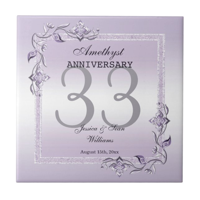 Carreau Amethyst Gem & Parties scintillant 33e anniversair (Devant)