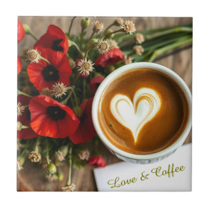 Carreau Amour personnalisé & tasse de café avec cœur en mo