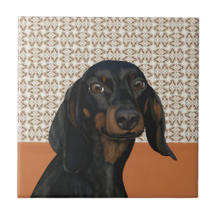 Carreau Amoureux de les chiens de Portrait de chien Dachsh