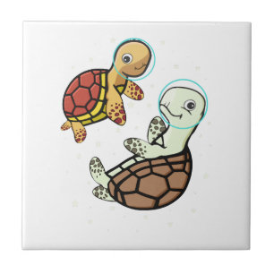 Carreau Amoureux de tortue de mer Enfants Espace Astronaut