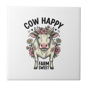 Carreau Amoureux de vaches mignonnes Art animalier de ferm