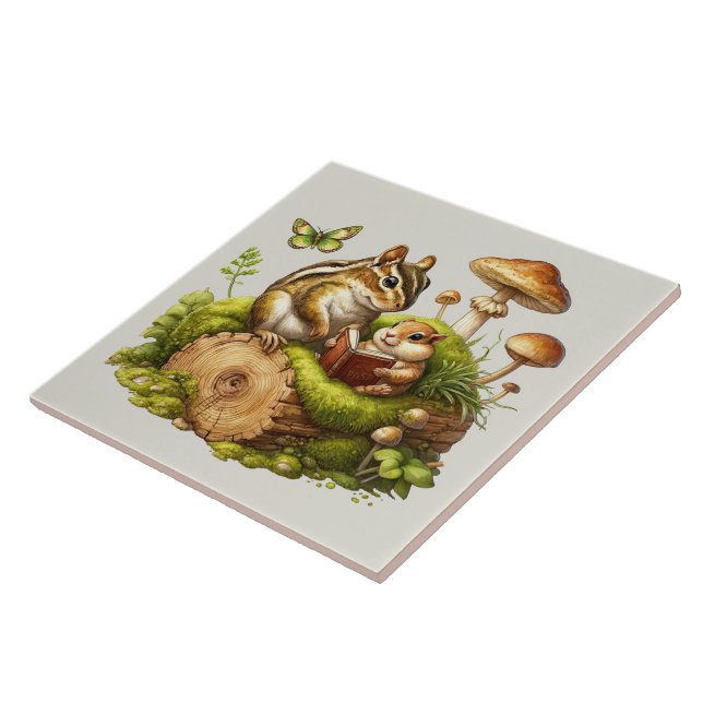 Carreau Amoureux des animaux boisés mignons (Côté)