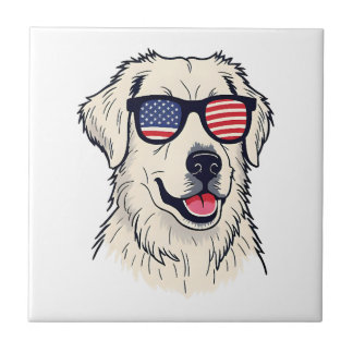 Carreau Amoureux des chiens USA - Chiot cool avec des lune