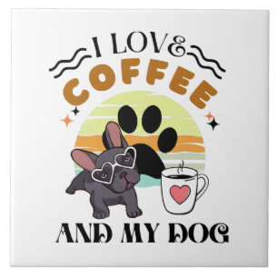 Carreau Amoureux du café - J'aime le café et mon chien