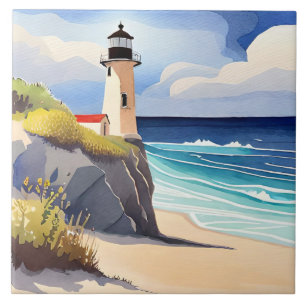 Carreau Amoureux du phare de la plage amusant