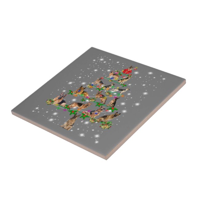 Carreau Amusant berger allemand décoration d'arbre de Noël (Côté)