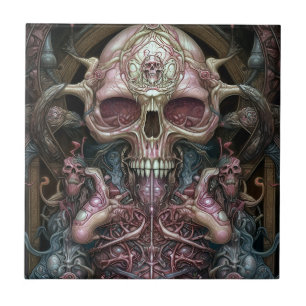 Carreau Anatomie surréaliste Crâne Horreur Sci-Fi Art